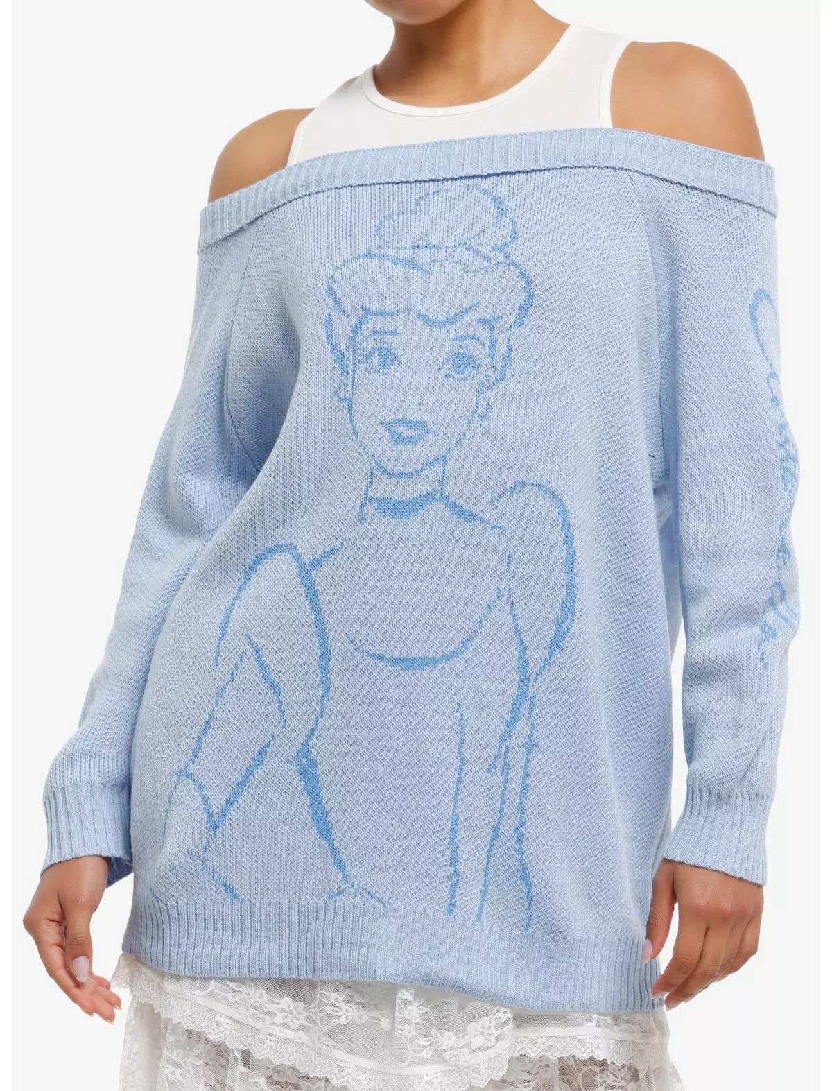 Disney Cinderella Girls Cold-Shoulder Sweater | Hot Topic