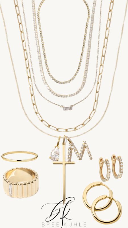My go to jewelry collection. The rings and earrings I wear everyday with the charm necklace and then alternate my other chains for a stack look

#LTKsalealert
