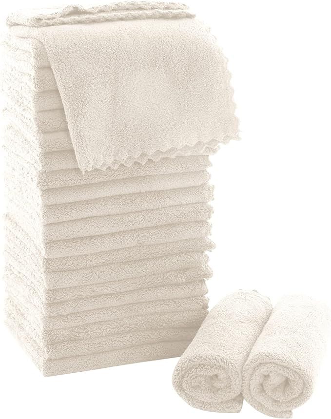 MOONQUEEN Ultra Soft Premium Washcloths Set - 12 x 12 inches - 24 Pack - Quick Drying - Highly Ab... | Amazon (US)