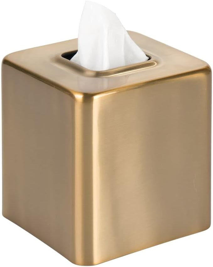 mDesign Metal Square Tissue Box Cover, Modern Facial Paper Holder - Accessories for Bathroom Vani... | Amazon (US)