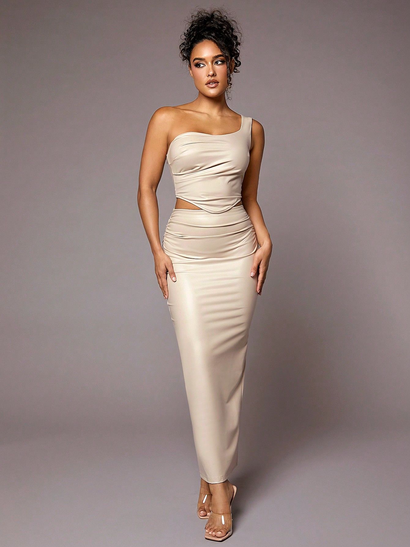 SHEIN BAE Solid Ruched Dress | SHEIN