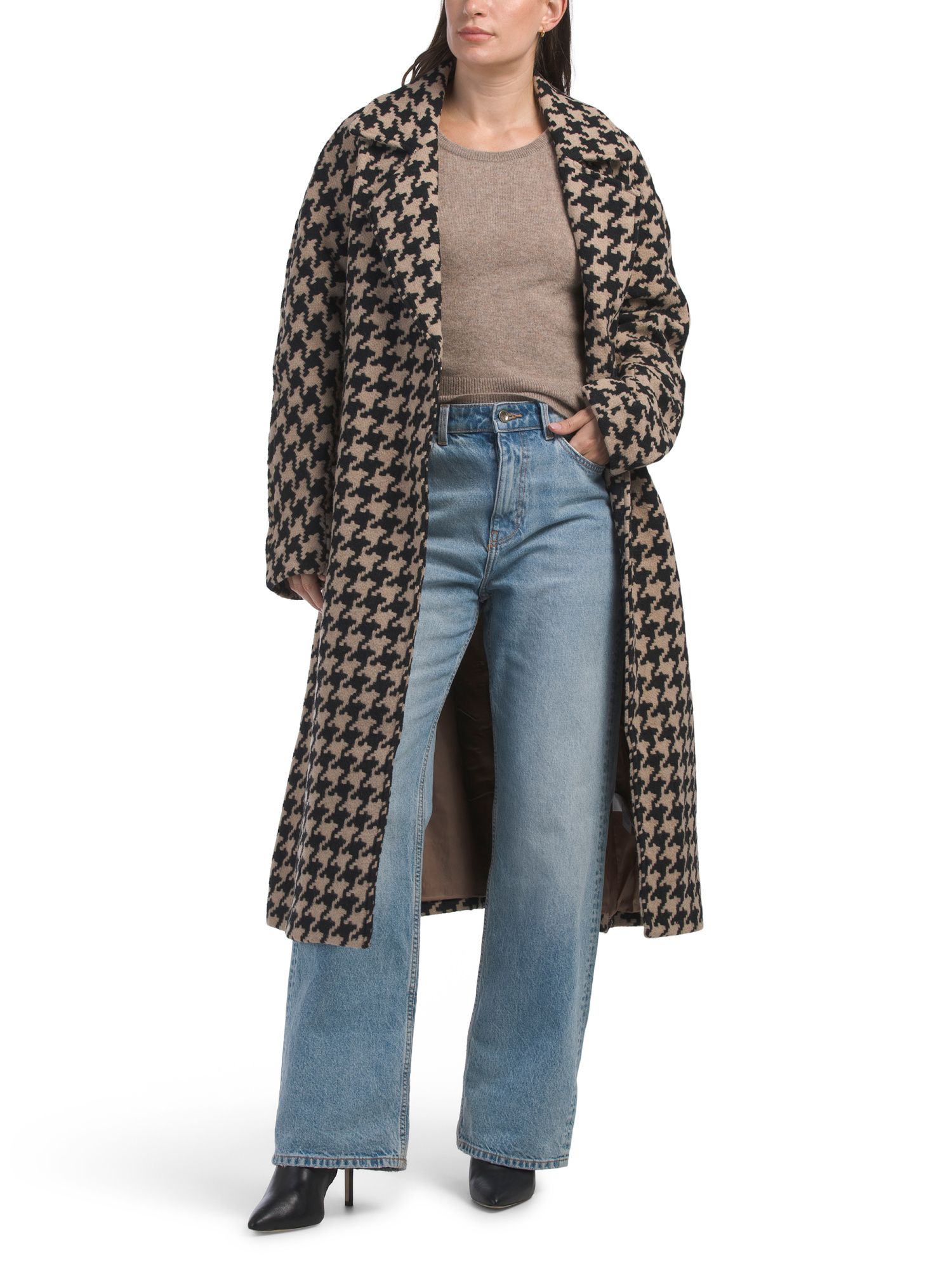 Wool Blend Houndstooth Wrap Coat | Wool & Wool Blends | Marshalls | Marshalls