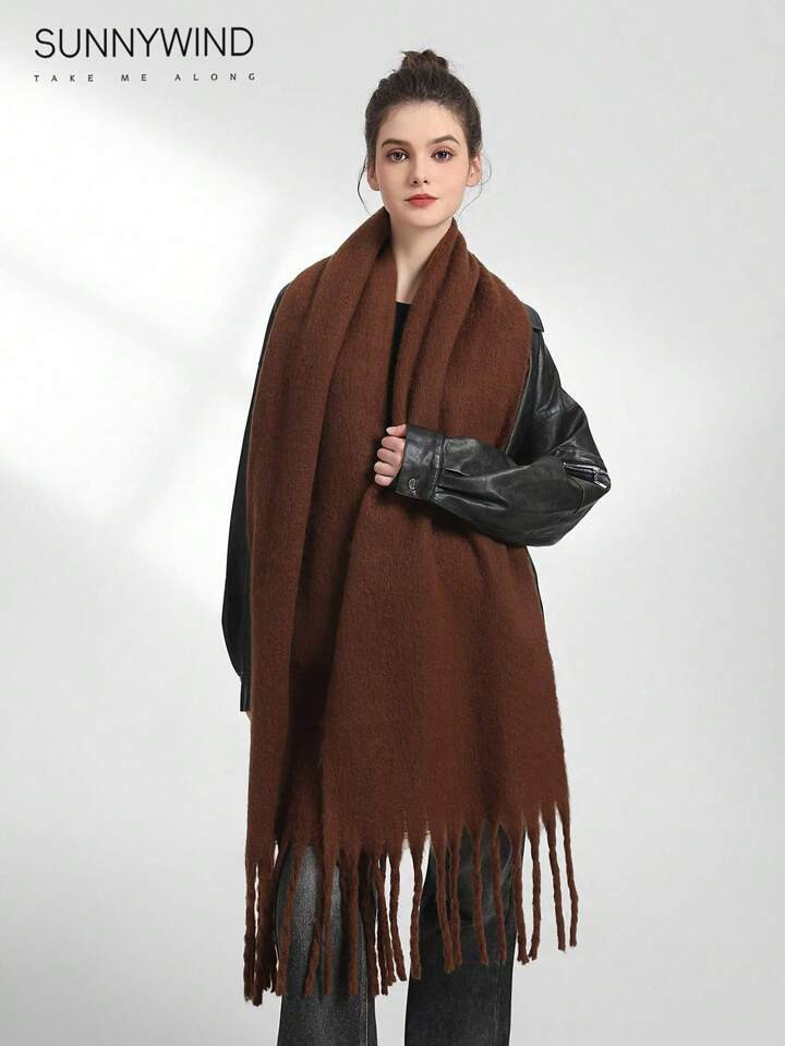 1pc Women's Solid Color Circular Scarf, Soft & Skin-Friendly Fabric, Suitable For Autumn/Winter D... | SHEIN