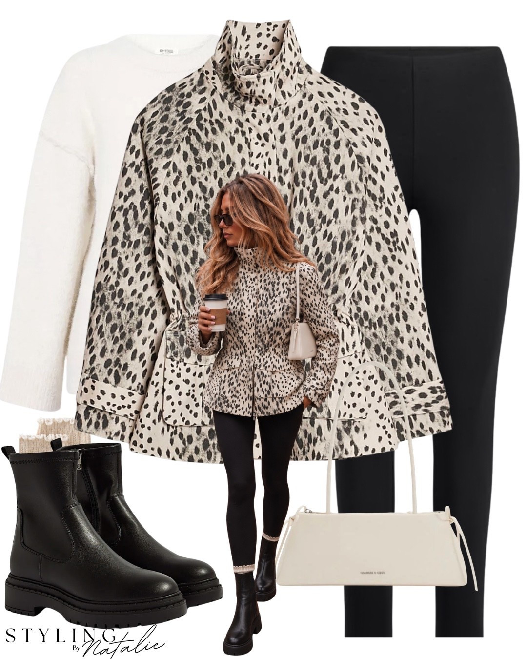 Animal print parka jacket, funnel neck, stirrup leggings, ankle boots, frill trike socks, bag and knit jumper. Casual chic, cool girl style, cinched waist, autumn outfit, fall outfit

#LTKuk #LTKautumn #LTKwedding
