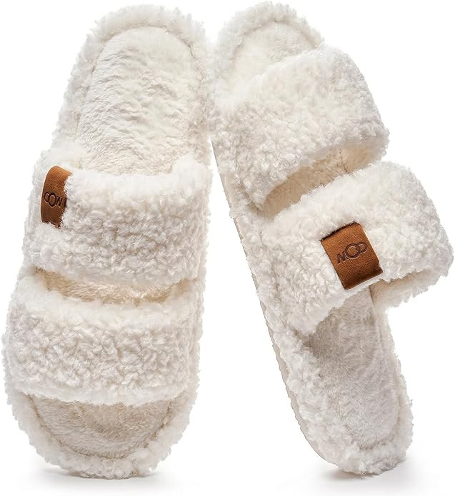 OOW Womens Slippers, Open Toe Fuzzy Slippers for Women.Cute Memory Foam House Slippers with Non-S... | Amazon (US)