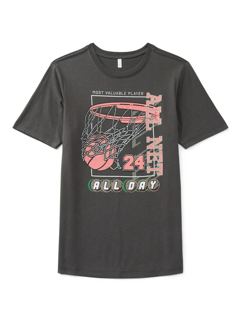 Wonder Nation, Boys' & Big Boys' Graphic Tee, All Net All Day, Sizes 4-18 | Walmart (US)