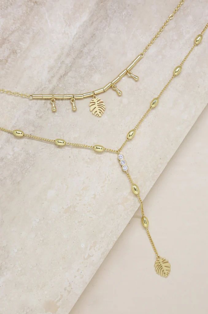 Under the Palms 18k Gold Plated Layered Lariat Necklace | Ettika