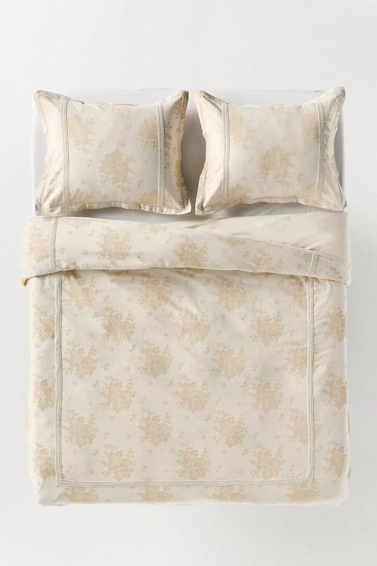 Nadia Cotton Solid Floral Embellished Duvet | Anthropologie (US)