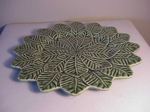 VINTAGE BORDALLO PINHEIRO PORTUGAL POTTERY LEMON-LEAF GREEN 13" CHARGER PLATE  | eBay | eBay US