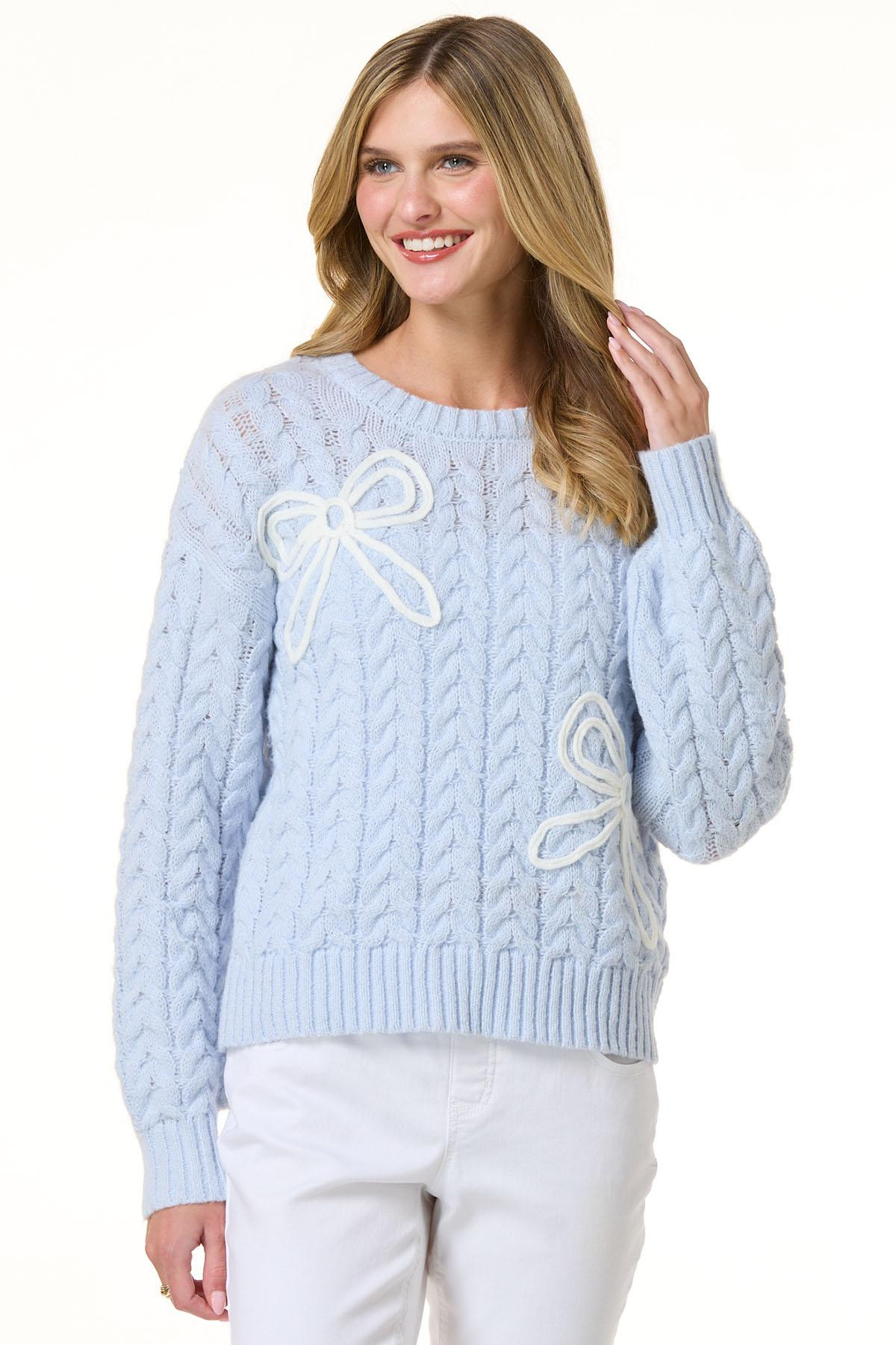Bow Cable Knit Sweater | Cato Fashions