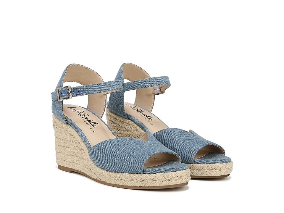 LifeStride Tess Wedge Espadrille Sandals (Blue Denim) Women's Sandals | Zappos