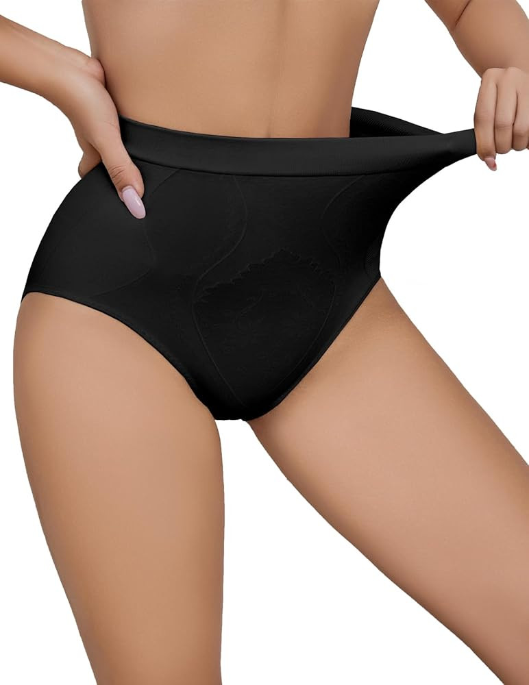 Women's Shapewear Tummy Control Jacquard Underwear for Women High Waist Shaping Panty Body Shaper... | Amazon (US)