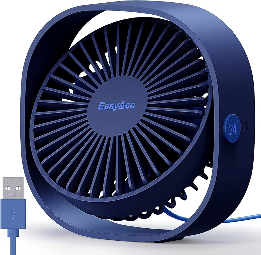 EasyAcc USB Desk Fan, 3 Speeds USB Fan [Lower Noise USB Powered ONLY&Powerful Desk Fan] USB Porta... | Amazon (US)
