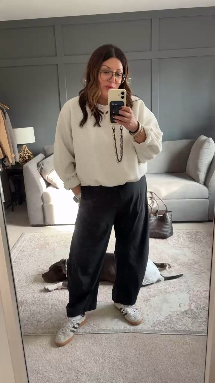 Old Navy bubble hem sweatshirt - XL
Amazon pants - XL
Sambas
Madewell Tote

#LTKMidsize #LTKOver40 #LTKSaleAlert