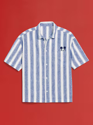Old Navy x Disney© Mickey Mouse Linen-Blend Cropped Utility Shirt | Old Navy (US)