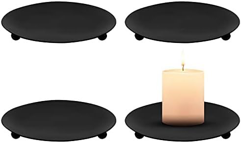 YANGMING 4 PCS Candle Holder Plate, 3.94 x 0.39 Inch Classic Candlestick Holder Christmas Vintage... | Amazon (CA)