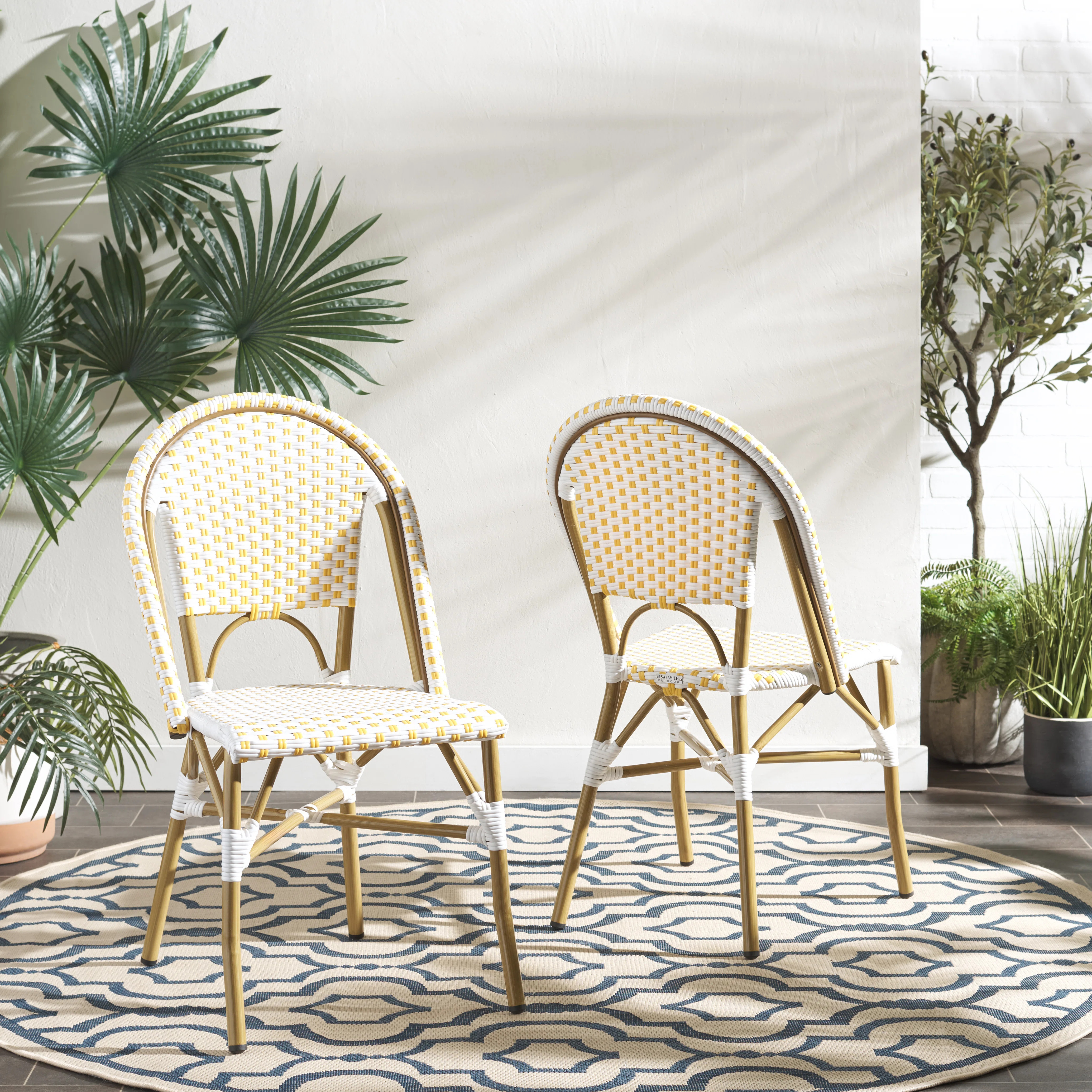 Casidy Wicker Premium All-Weather Wicker Outdoor Dining Side Chair (Set of 2) | Wayfair North America