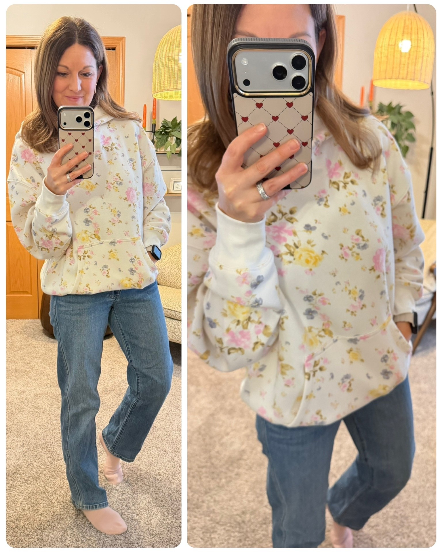 I’ve already gotten two compliments on this hoodie today! 

One from my hubby and the other from the tailor that is doing some alterations on my daughter’s prom dress. 

It is the CUTEST print!!

Fit tips
Hoodie (runs generous, I’m in size S) 
Jeans (always size down one in this brand, I’m in size 0) 
Shoes (not pictured, but wore these with the look, fit TTS) 

Target | Kut from the Kloth | Evereve 



#LTKmomlife #LTKootd #LTKOver40