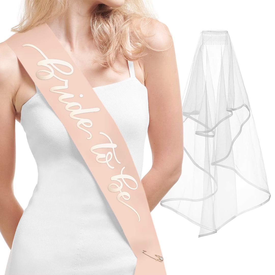 Bachelorette Party Rose Gold Sash + Veil - Bride to Be | Bachelorette Party Decorations - Sash fo... | Etsy (US)