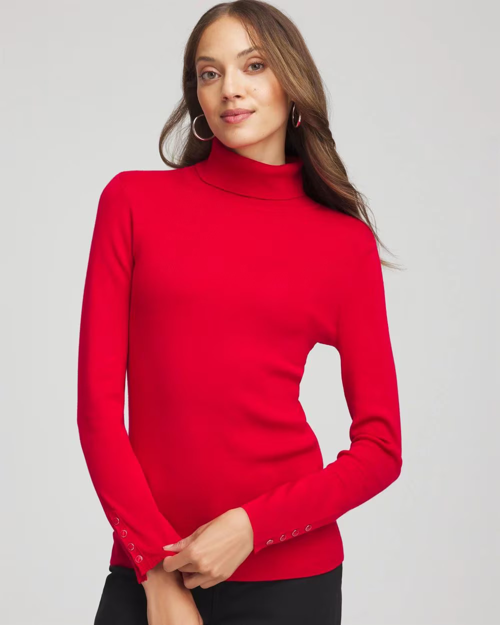 Ella Button Cuff Turtleneck Sweater | Chico's