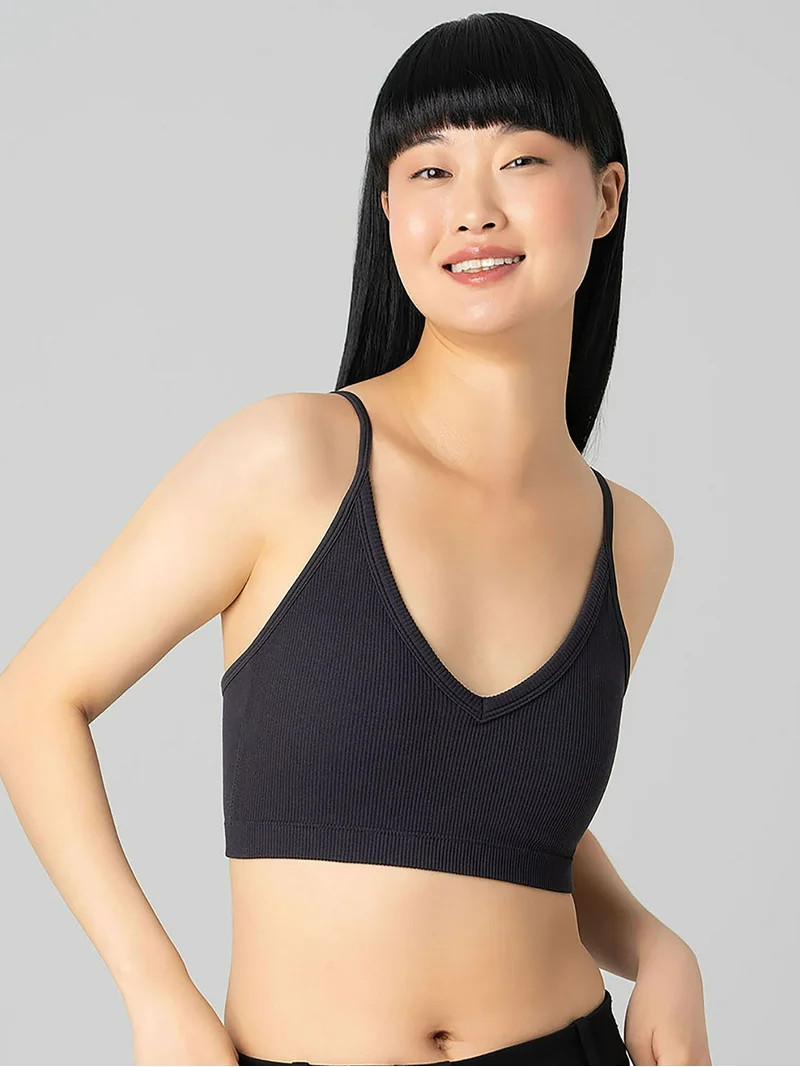 No Boundaries Seamless Ribbed Triangle Bralette, Sizes XS-XXXL - Walmart.com | Walmart (US)