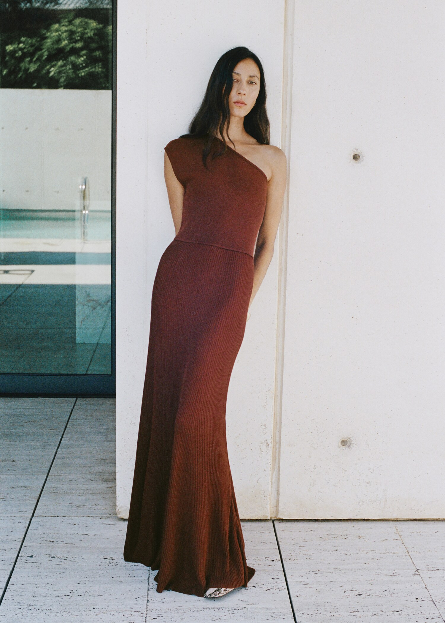 Asymmetrical combined-knit dress - Women | MANGO USA | Mango (US/MX/AU)