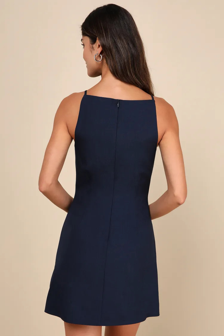 Chic Ease Navy Blue Sleeveless Mini Dress | Lulus