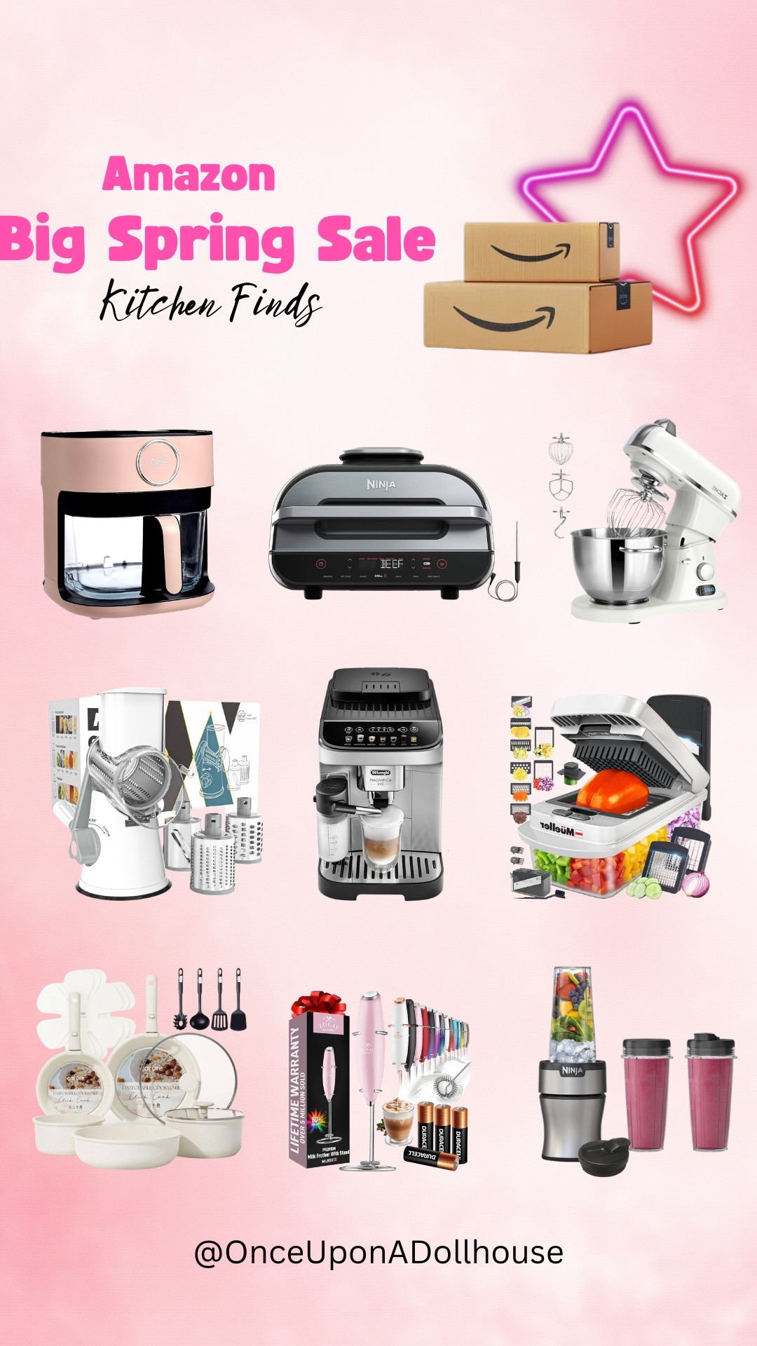 Amazon Big Spring Sale! Kitchen Finds

Air fryer, coffee maker, blender, chopper, mixer, frother, grater, cookware set

#LTKHome #LTKSeasonal #LTKSaleAlert