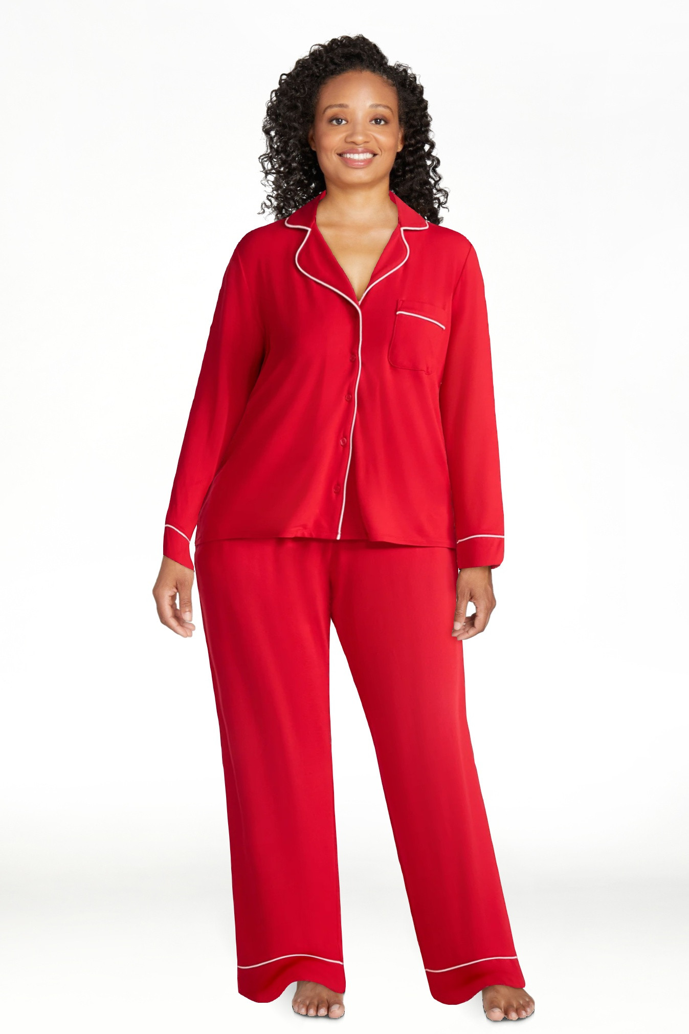 Joyspun Women’s Dreamy Soft Collection Long Sleeve Top and Pants Pajama Set, Sizes XS-4X - Walm... | Walmart (US)