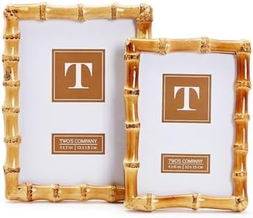 Two's Company Set of 2 Blonde Natural Bamboo Finish Photo Frame, Includes 2 Sizes, 4x6 and 5x7 In... | Amazon (US)