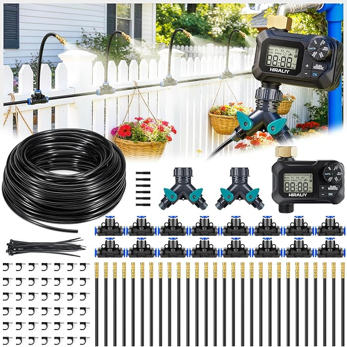 HIRALIY 360\u00b0 Adjustable Drip Irrigation System 164FT with Timer, 1/4" Tubing and Adjustable ... | Amazon (US)