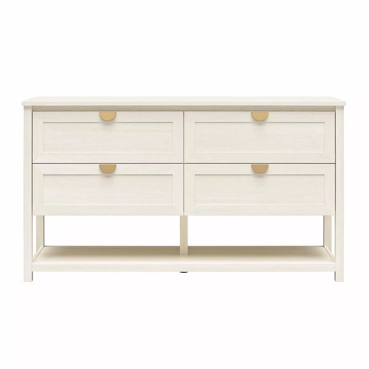Primrose Wide 4 Drawer Dresser with Lower Shelf Oak Ivory - Mr. Kate | Target