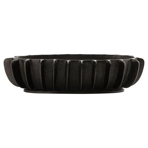 Renzo Industrial Loft Black Aluminum Ribbed Decorative Vase | Kathy Kuo Home