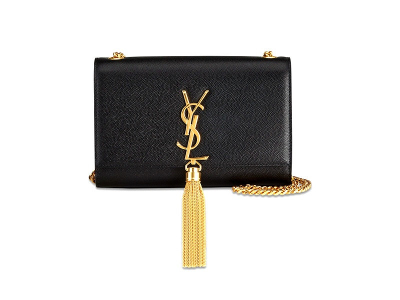 Yves Saint Laurent Kate Small Chain Bag w Tassel Grain de Poudre Embossed Leather | JTV Jewelry