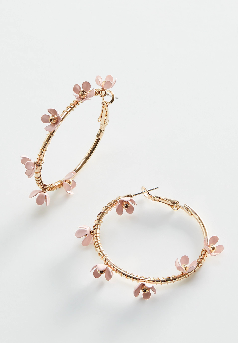 Pink Floral Hoop Earrings | Maurices