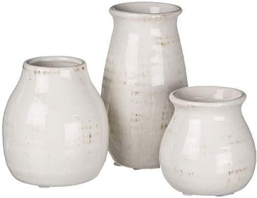 Sullivans Small Ceramic Vase Set of Three (3) ,3”, 4.5”, & 5.5”H Tall, Crackled Finish Faux... | Amazon (US)