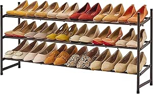Tajsoon Expandable Shoe Rack Organizer, 3 Tier Adjustable Shoe Shelf, Metal Iron Shoe Storage Org... | Amazon (US)
