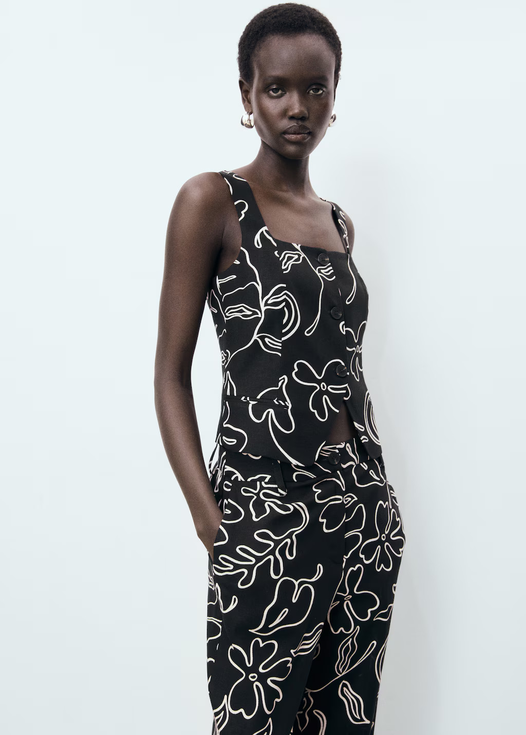 Floral-print linen suit vest - Women | MANGO USA | Mango (US/MX/AU)