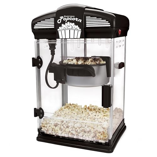 West Bend Stir Crazy Movie Theater Popcorn Popper, Gourmet Popcorn Maker Machine with Nonstick Popcorn Kettle, Measuring Tool and Popcorn Scoop for Popcorn Machine, 4 Qt., Black | Amazon (US)