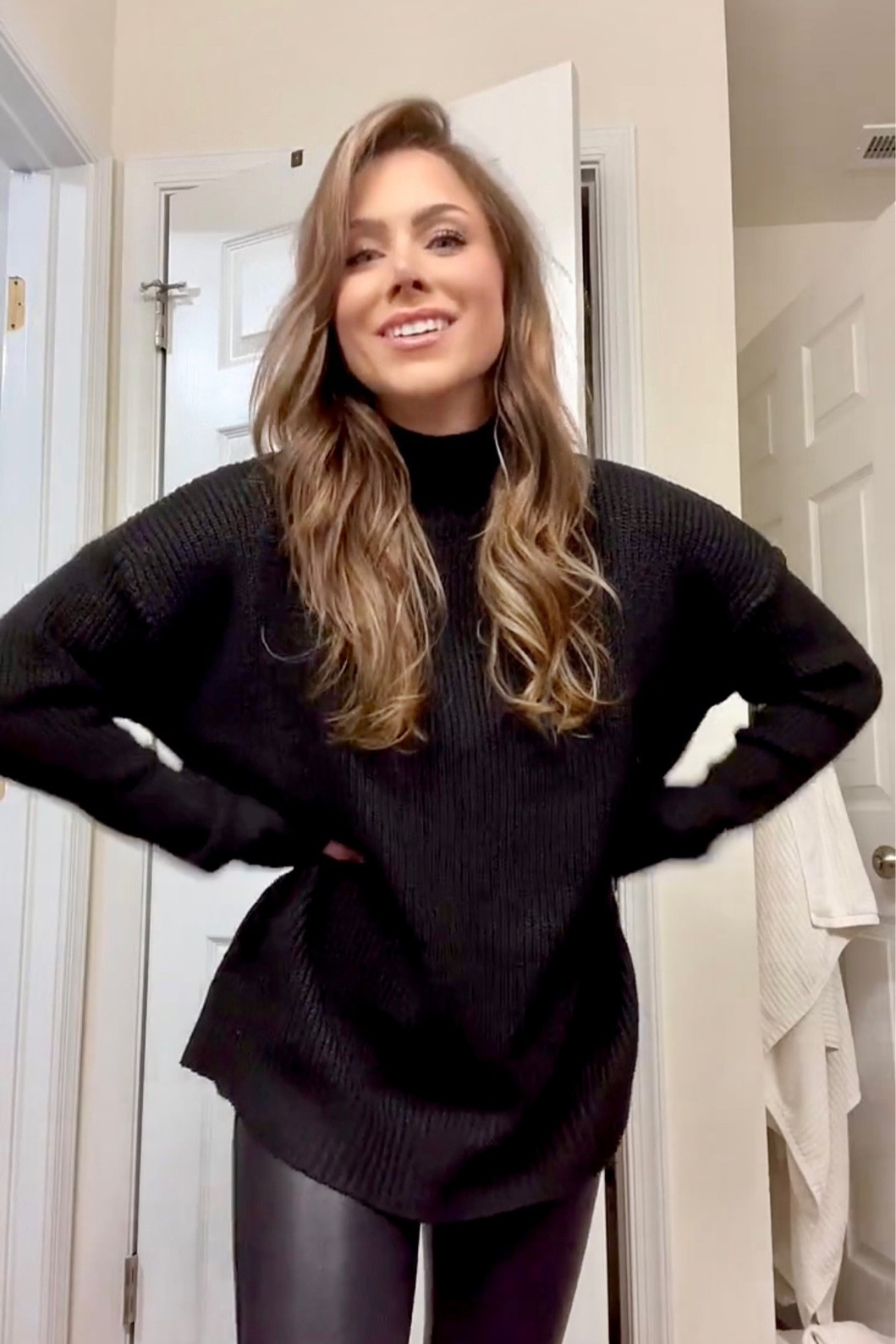 Ootd ootn sweater leather leggings outfit tiktok live get ready with me 

#LTKunder100 #LTKstyletip #LTKunder50