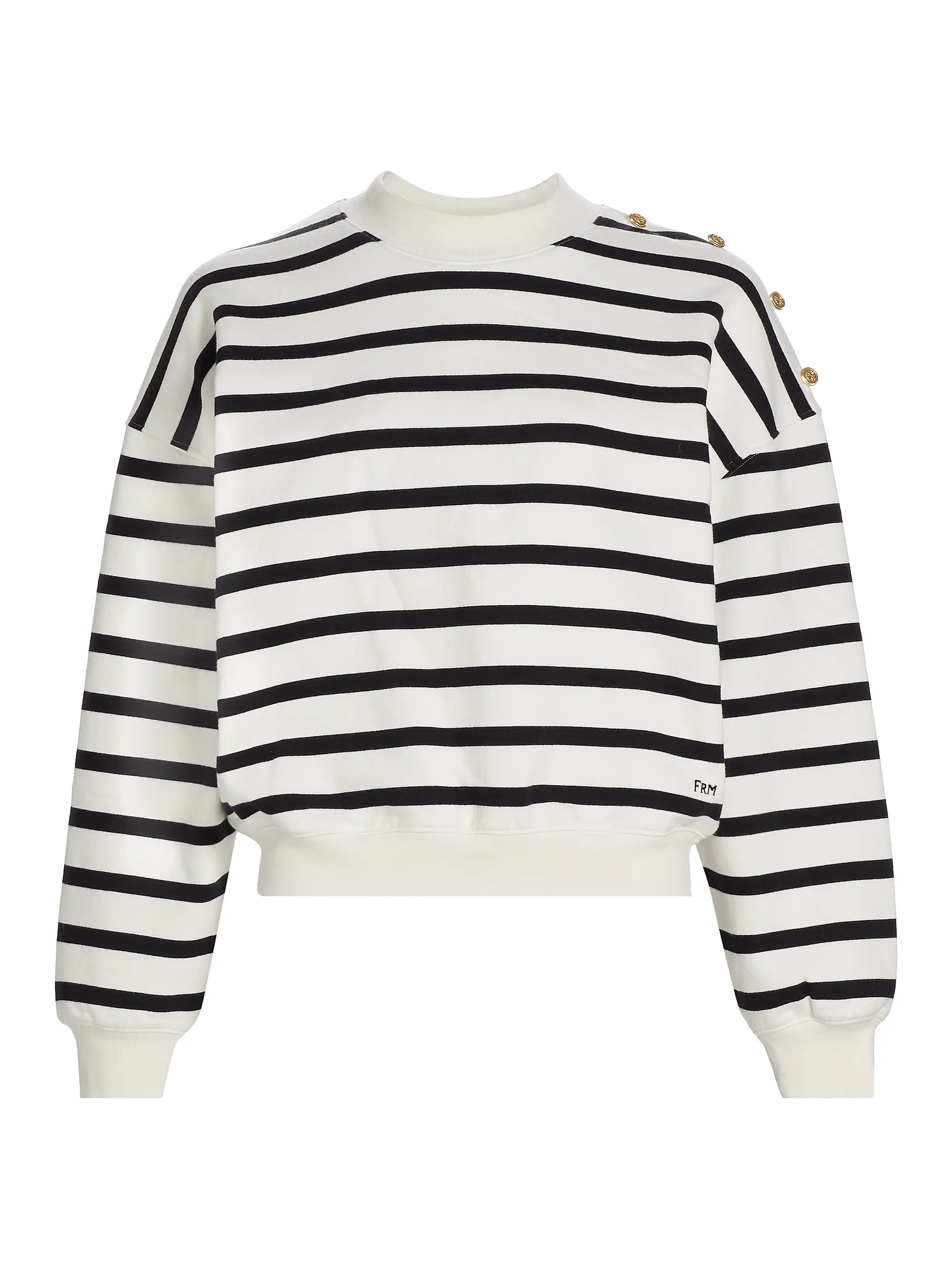 Striped Button-Accented Sweatshirt | Saks Fifth Avenue