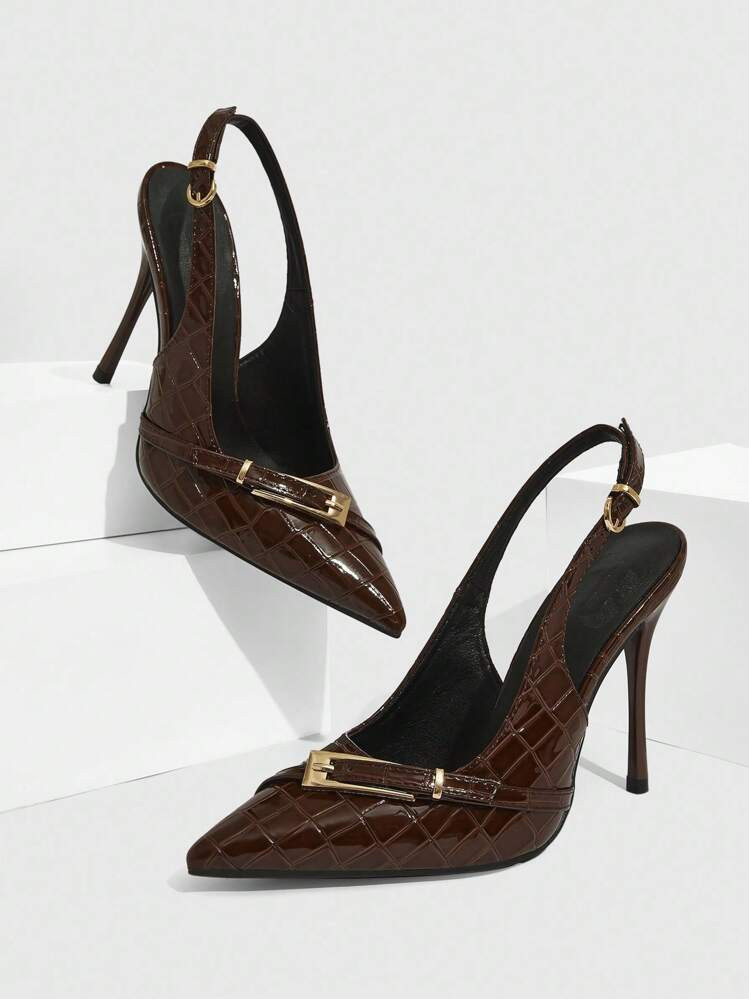 CUCCOO SZL Women's Back Strap Butterfly Decor Lolli Goth Style High Heel Pumps, Work Office Burgundy Shoes | SHEIN