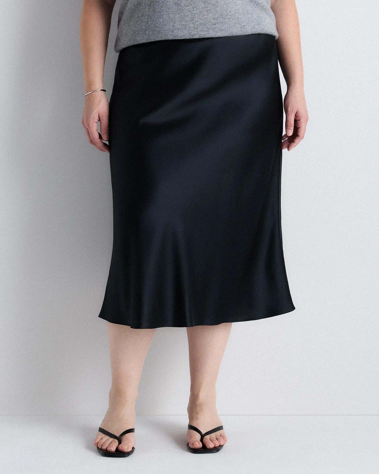 100% Washable Silk Skirt - Plus Size in Black | Quince