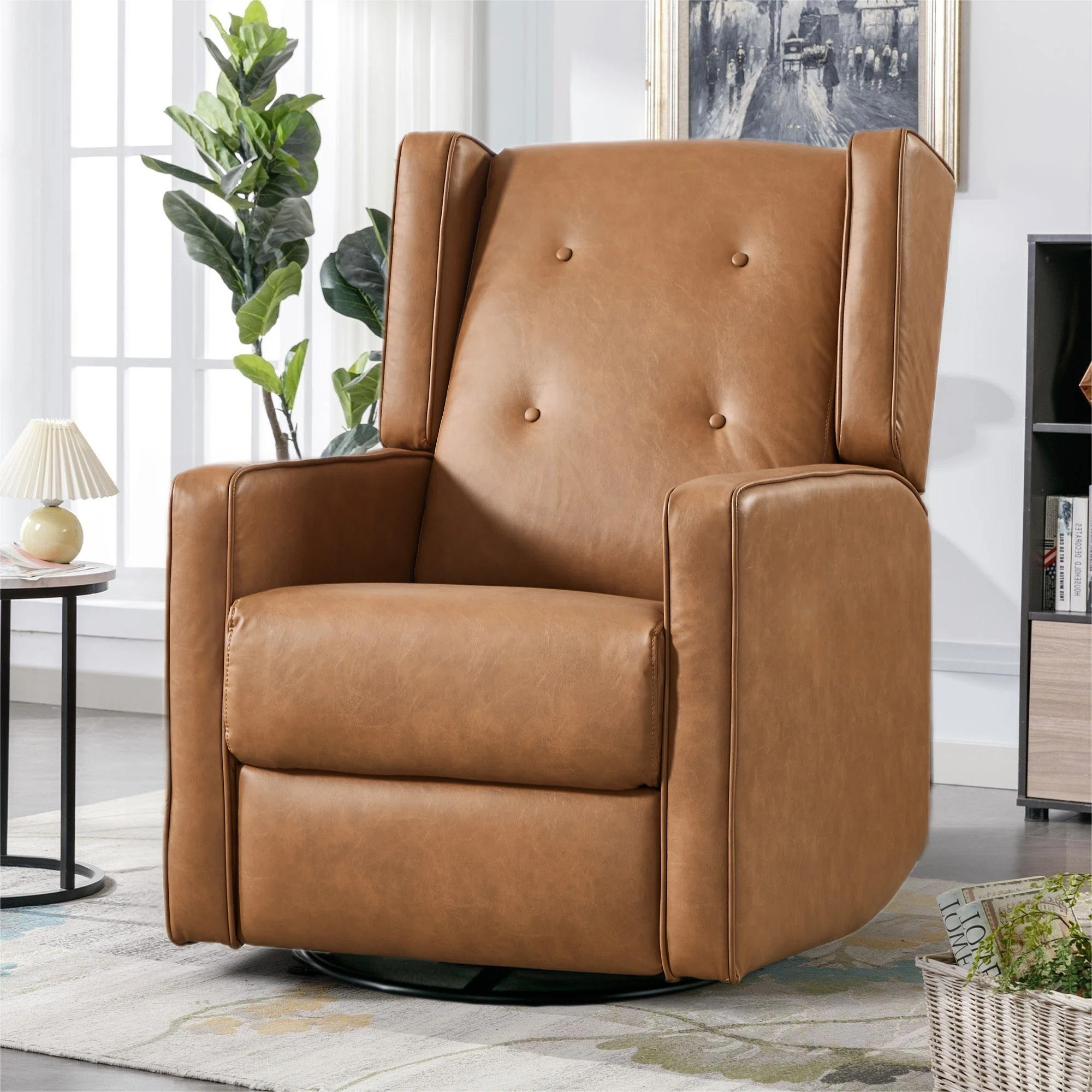 Wykoff 29.1'' Wide Modern Upholstered Manual Swivel and Rocker Standard Recliner with Wing Back | Wayfair North America
