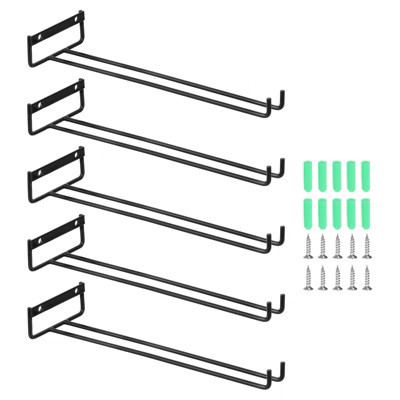 Unique Bargains High-Grade Durable Space Saving Easy Installation Wine Glass Rack 5 Set Black 11.81" | Target