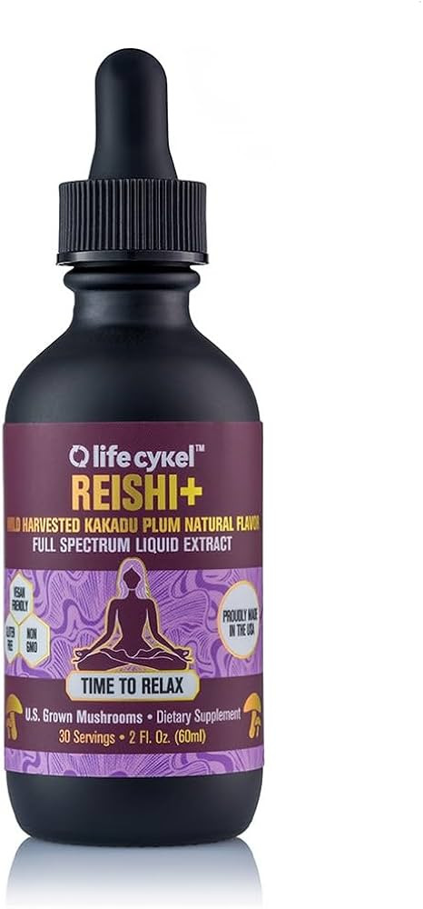 LIFE CYKEL Reishi Mushroom Extract w/Kakadu Plum- Adaptogen for Sleep Help, Relaxation & Cellular... | Amazon (US)