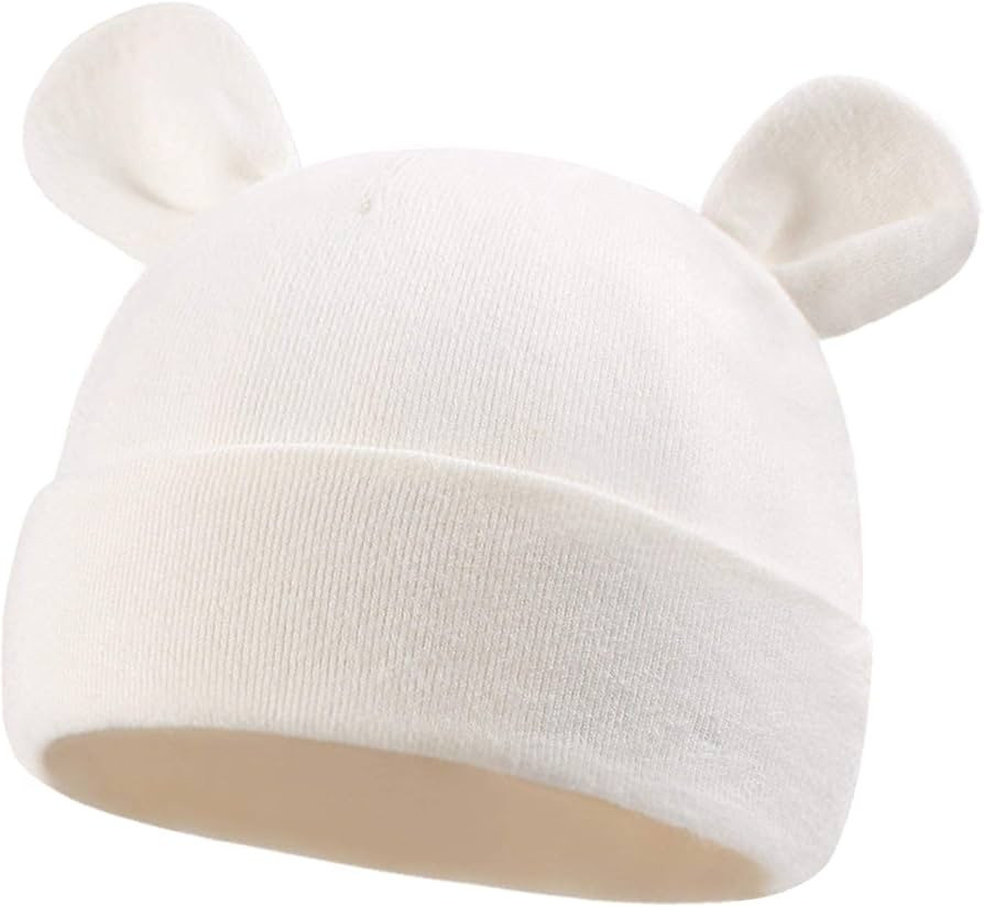 Duoyeree Baby Hat Newborn Hat Adorable Cotton Bear Ear Beanie Cap for Infant Girl Boy 0-6 Months,... | Amazon (US)