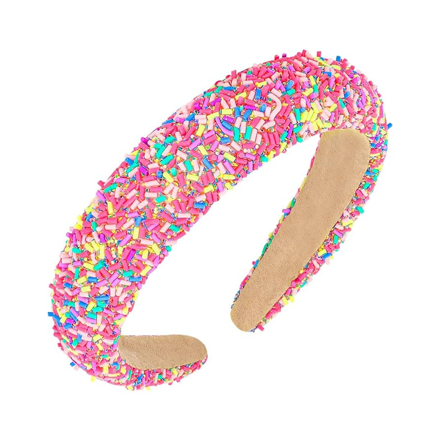Semato Hot Pink Sprinkle Headband for Women Wide Padded Headband Thick Donut Hairbands Wide Fashi... | Amazon (US)