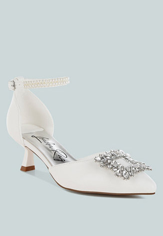 Womens Onkana Diamante Brooch Kitten Heel Sandals | Macy's