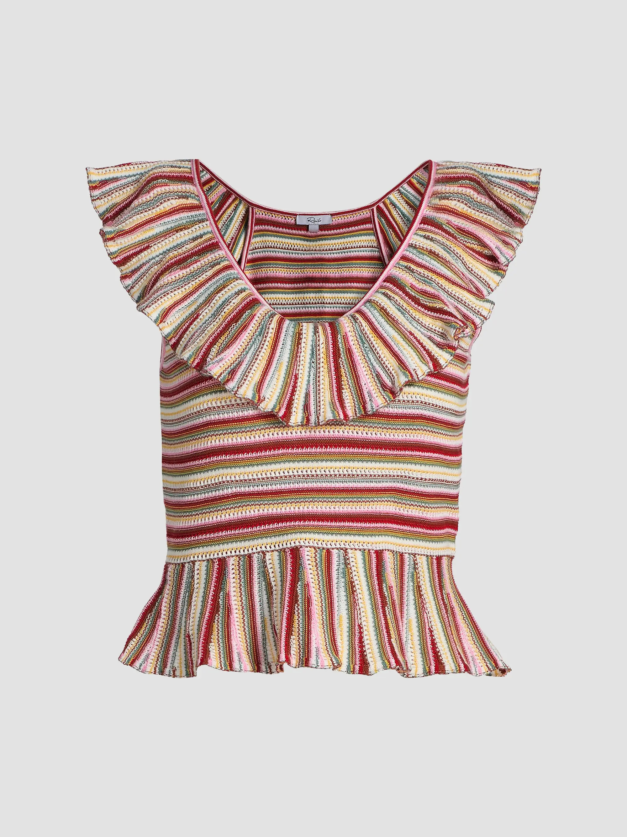 Rails Carmelita Havana Striped Ruffled Cotton Peplum Top | Saks Fifth Avenue | Saks Fifth Avenue
